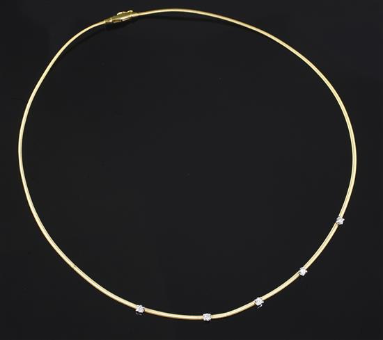 An Italian Marco Bicego 18ct gold and diamond necklet, 41cm.